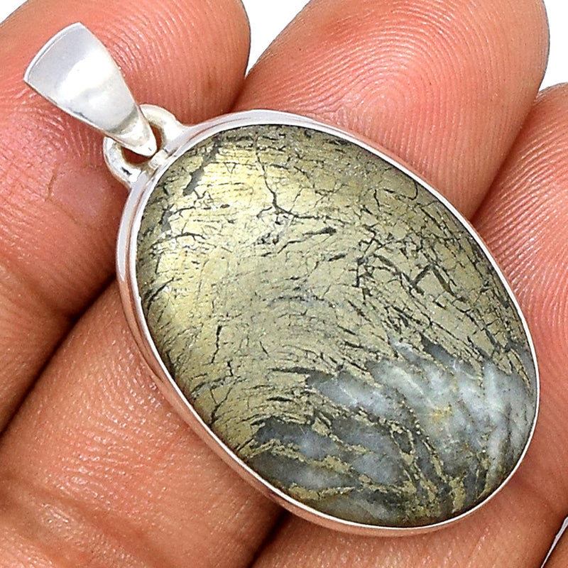 1.5" Feather Pyrite Pendants - FPTP123