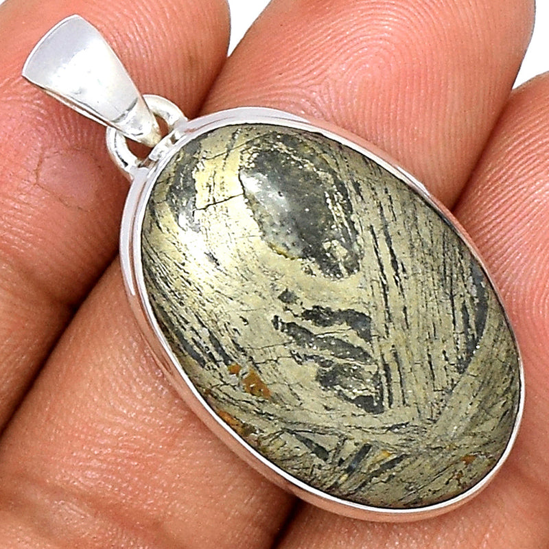 1.5" Feather Pyrite Pendants - FPTP126