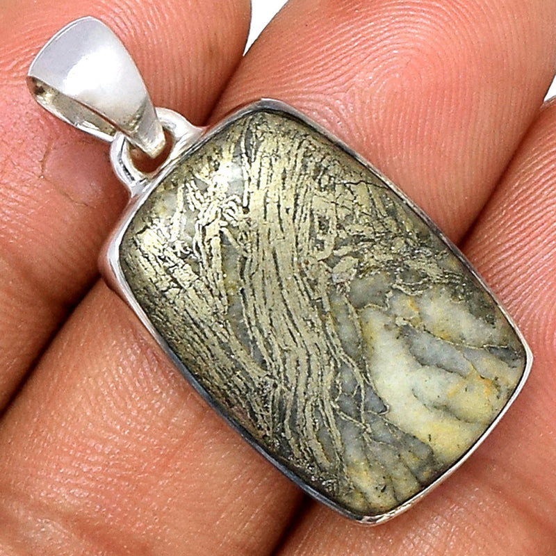 1.2" Feather Pyrite Pendants - FPTP127