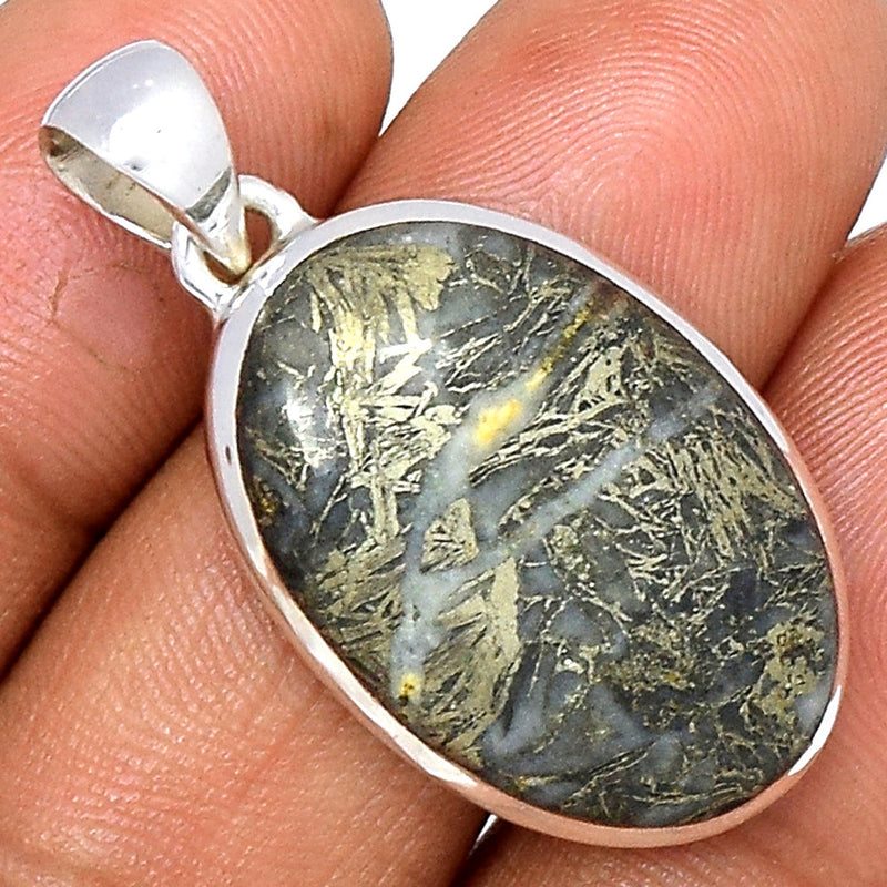 1.3" Feather Pyrite Pendants - FPTP128