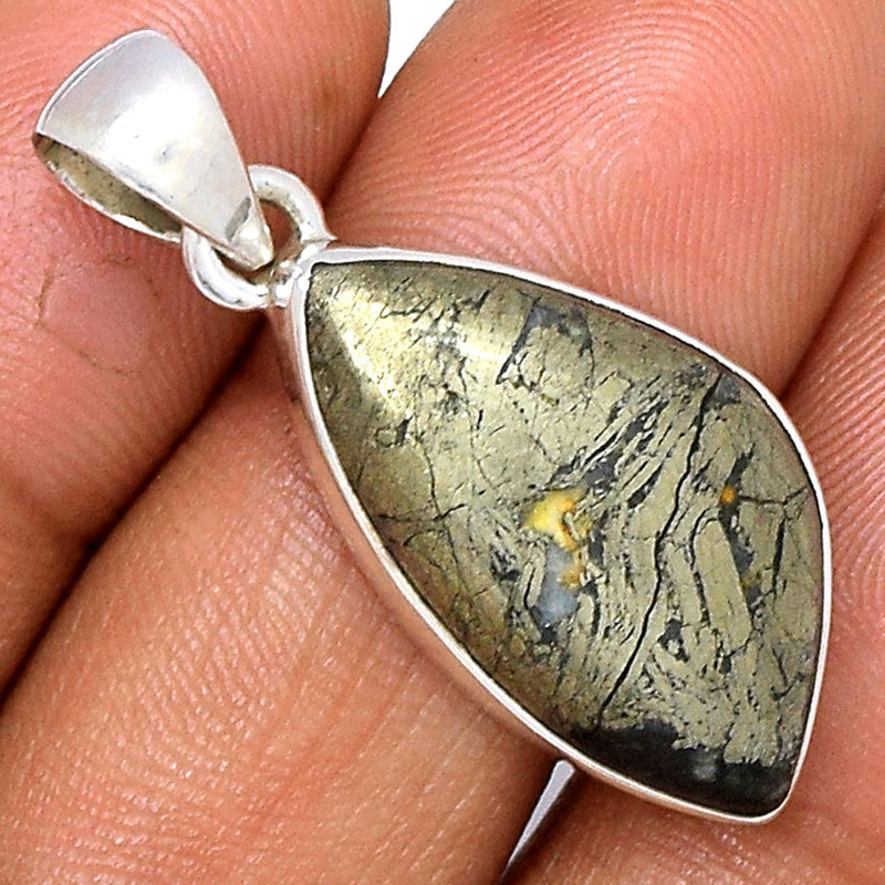 1.2" Feather Pyrite Pendants - FPTP130