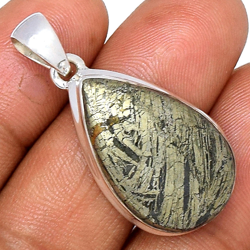1.3" Feather Pyrite Pendants - FPTP135