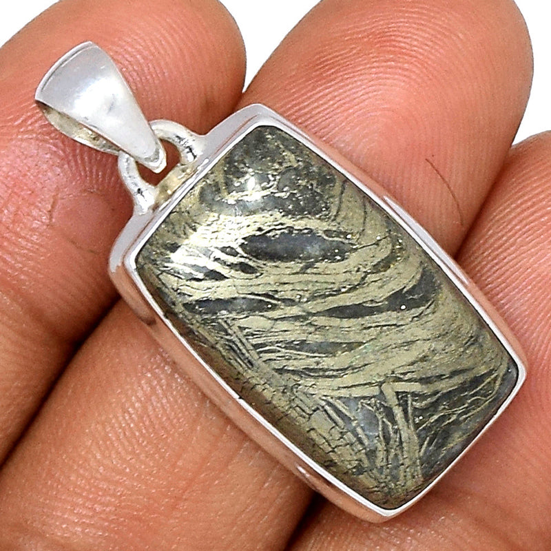 1.3" Feather Pyrite Pendants - FPTP136