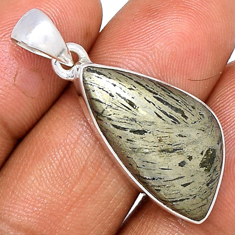 1.3" Feather Pyrite Pendants - FPTP139