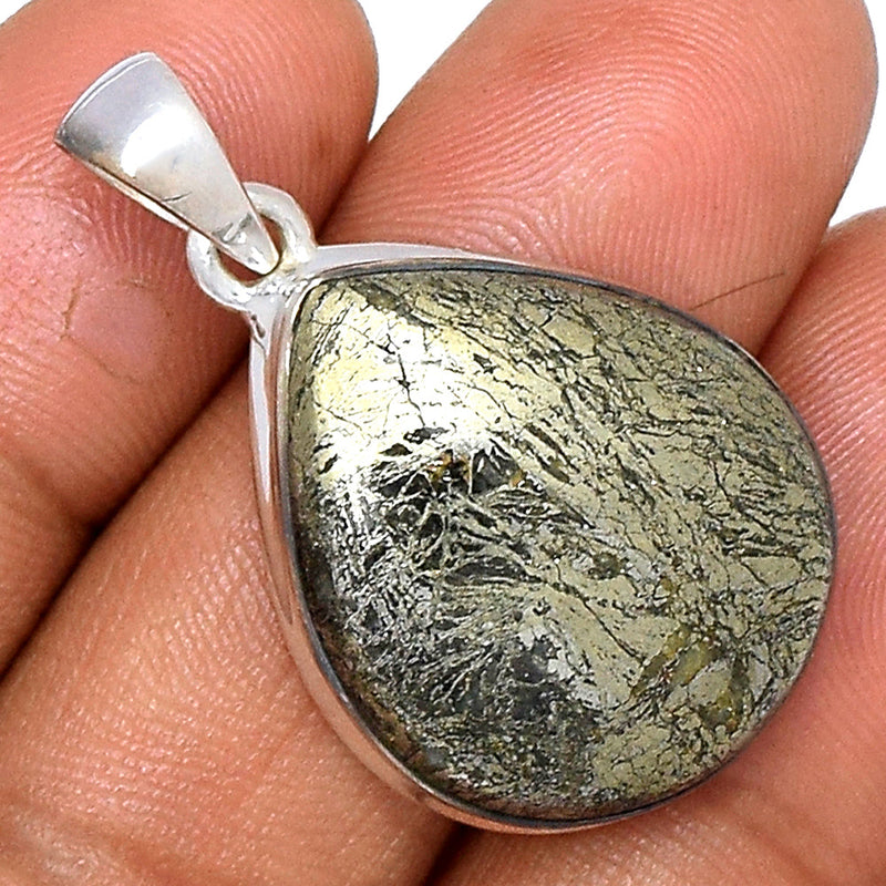 1.3" Feather Pyrite Pendants - FPTP140