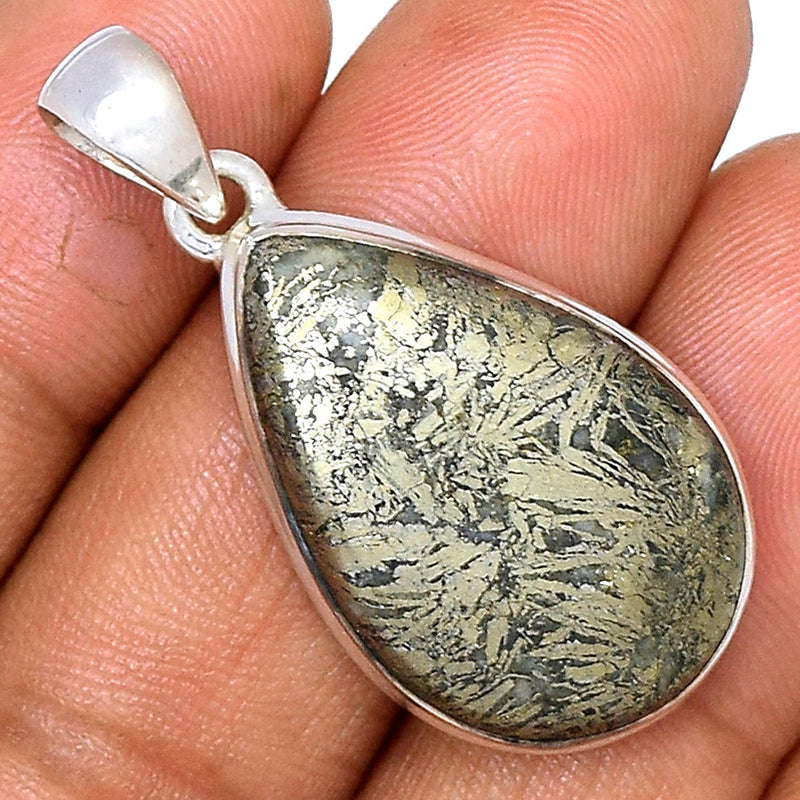 1.5" Feather Pyrite Pendants - FPTP141