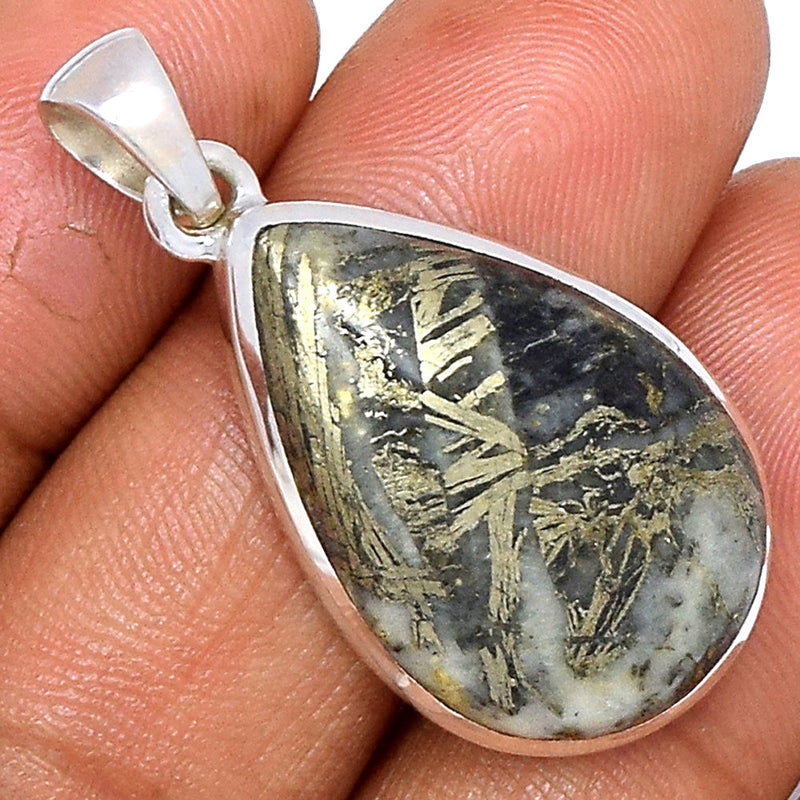 1.3" Feather Pyrite Pendants - FPTP143