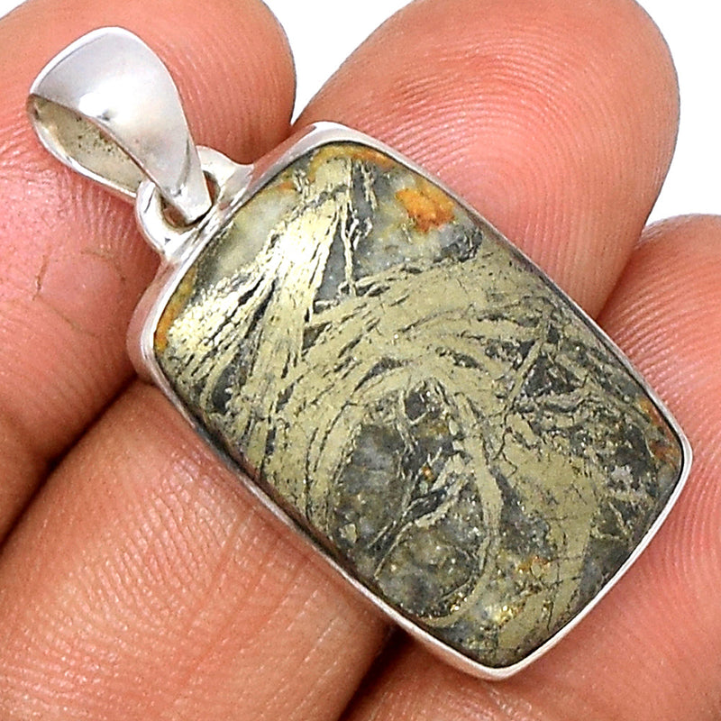 1.2" Feather Pyrite Pendants - FPTP148