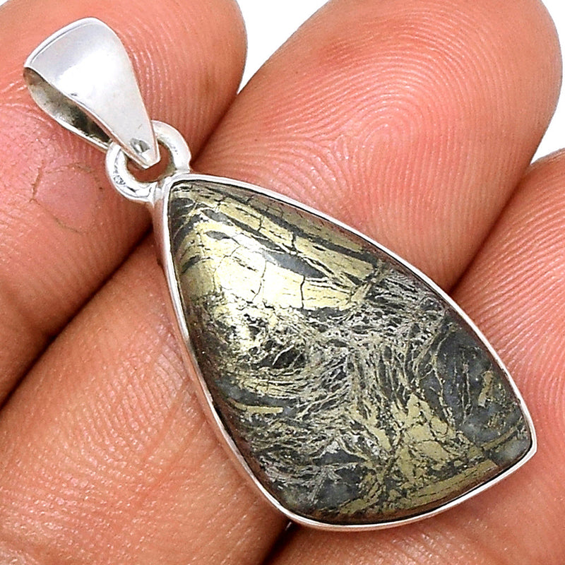 1.3" Feather Pyrite Pendants - FPTP150