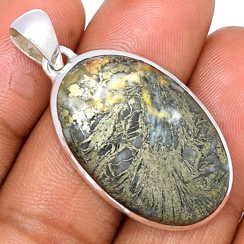 1.5" Feather Pyrite Pendants - FPTP152