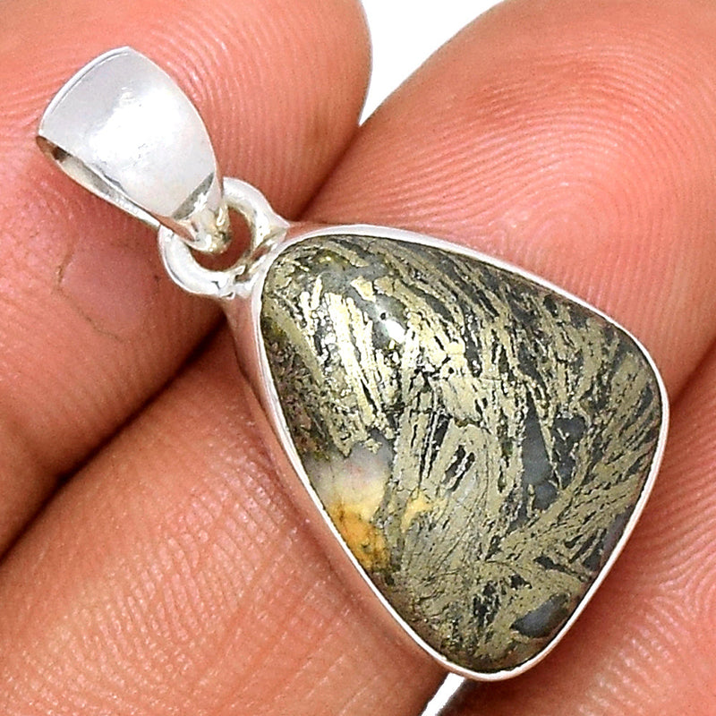 1.1" Feather Pyrite Pendants - FPTP154