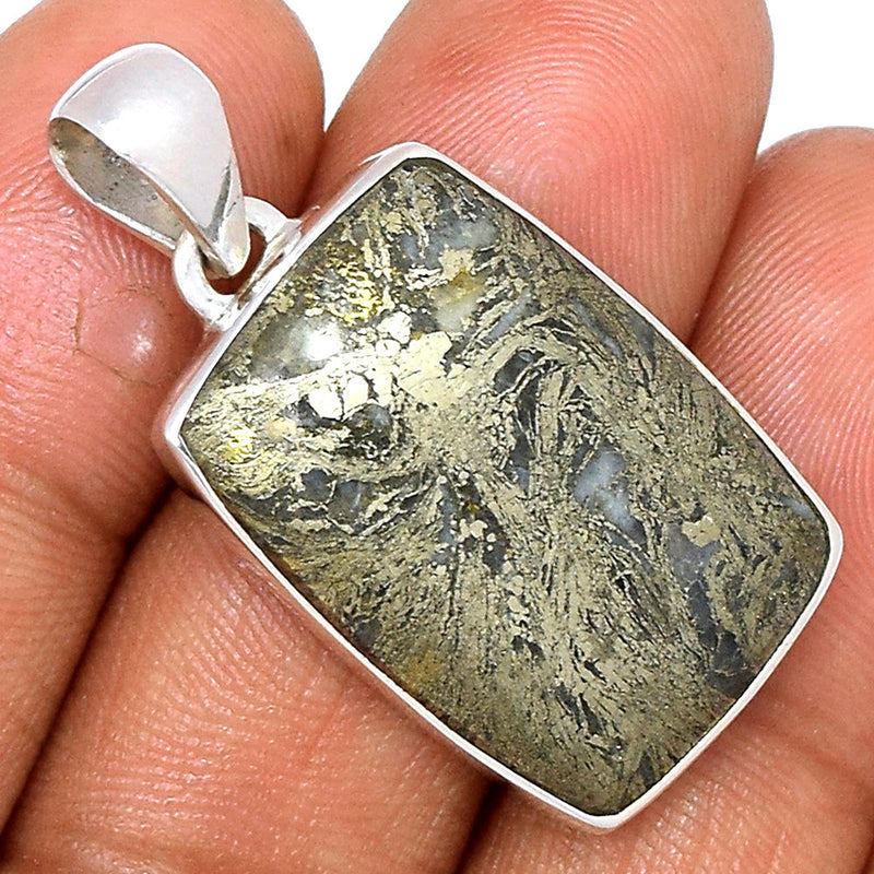 1.3" Feather Pyrite Pendants - FPTP155