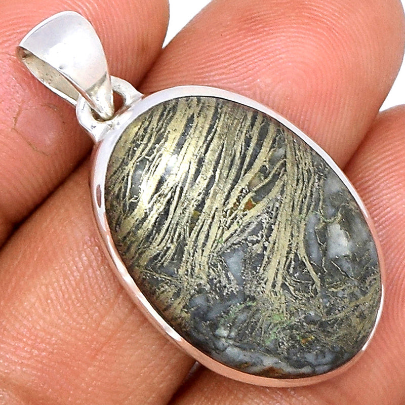 1.3" Feather Pyrite Pendants - FPTP160
