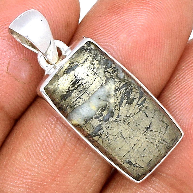 1.2" Feather Pyrite Pendants - FPTP161