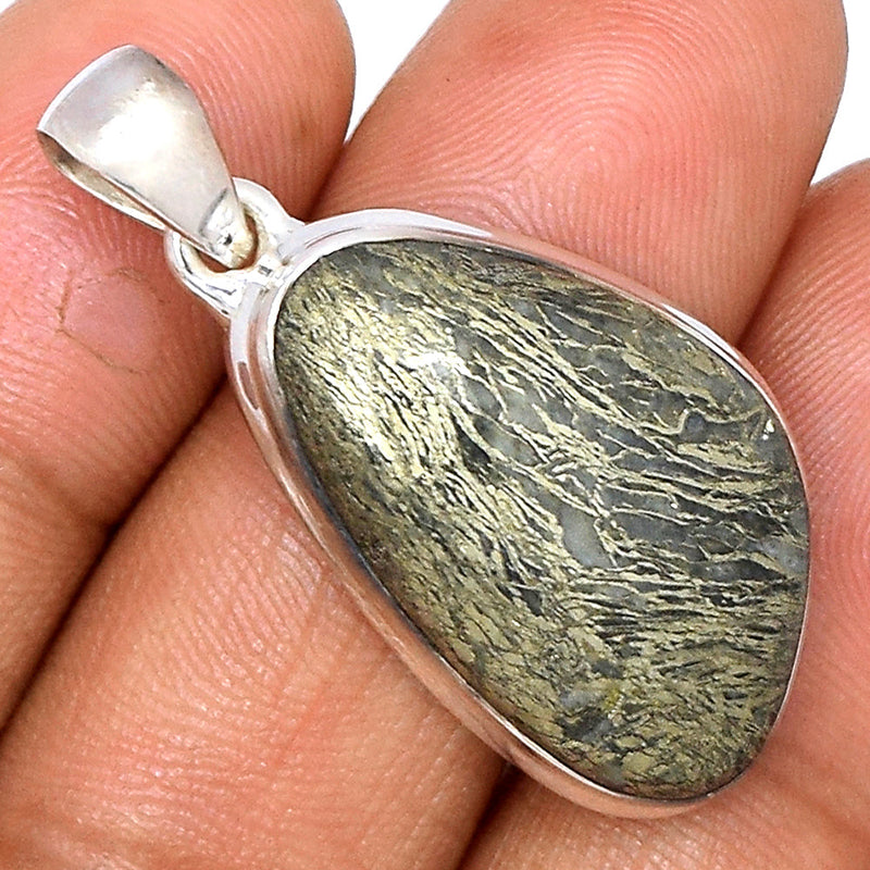 1.3" Feather Pyrite Pendants - FPTP162