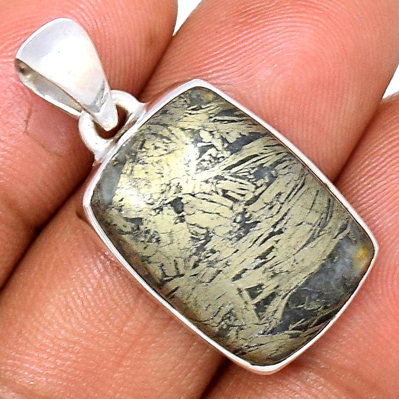 1.1" Feather Pyrite Pendants - FPTP163