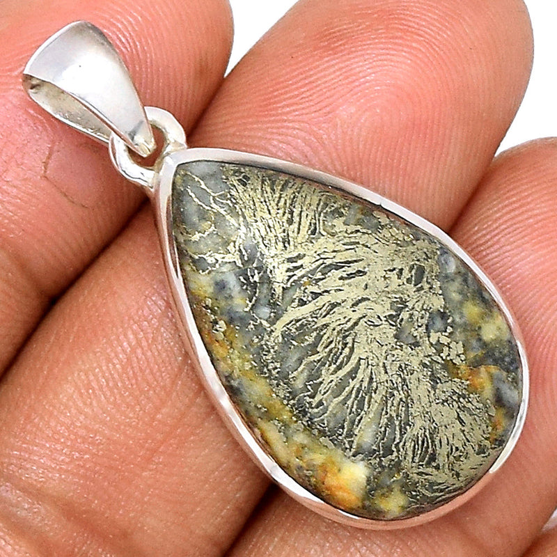 1.5" Feather Pyrite Pendants - FPTP164