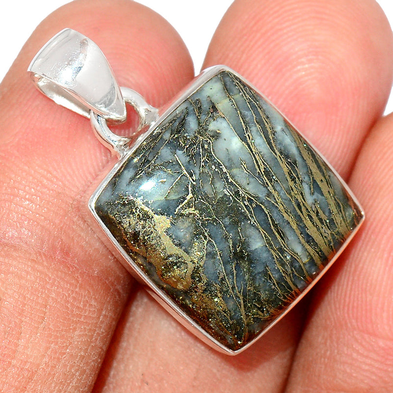 1.1" Feather Pyrite Pendants - FPTP170