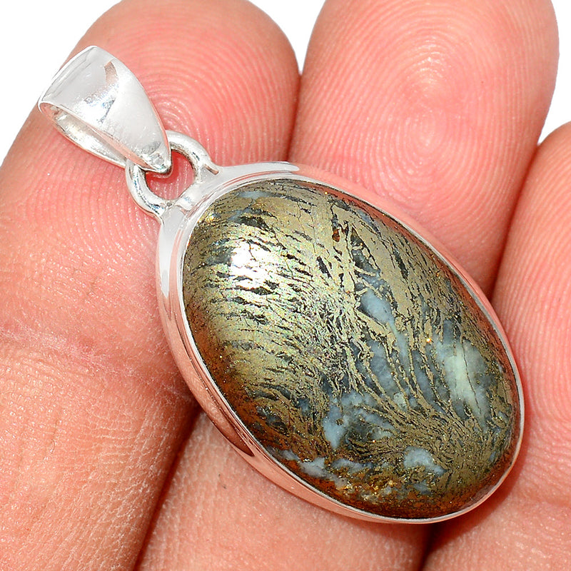 1.5" Feather Pyrite Pendants - FPTP172