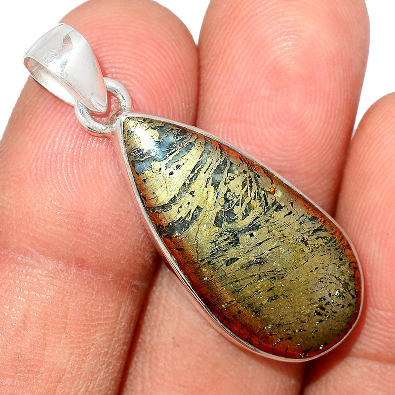 1.5" Feather Pyrite Pendants - FPTP174