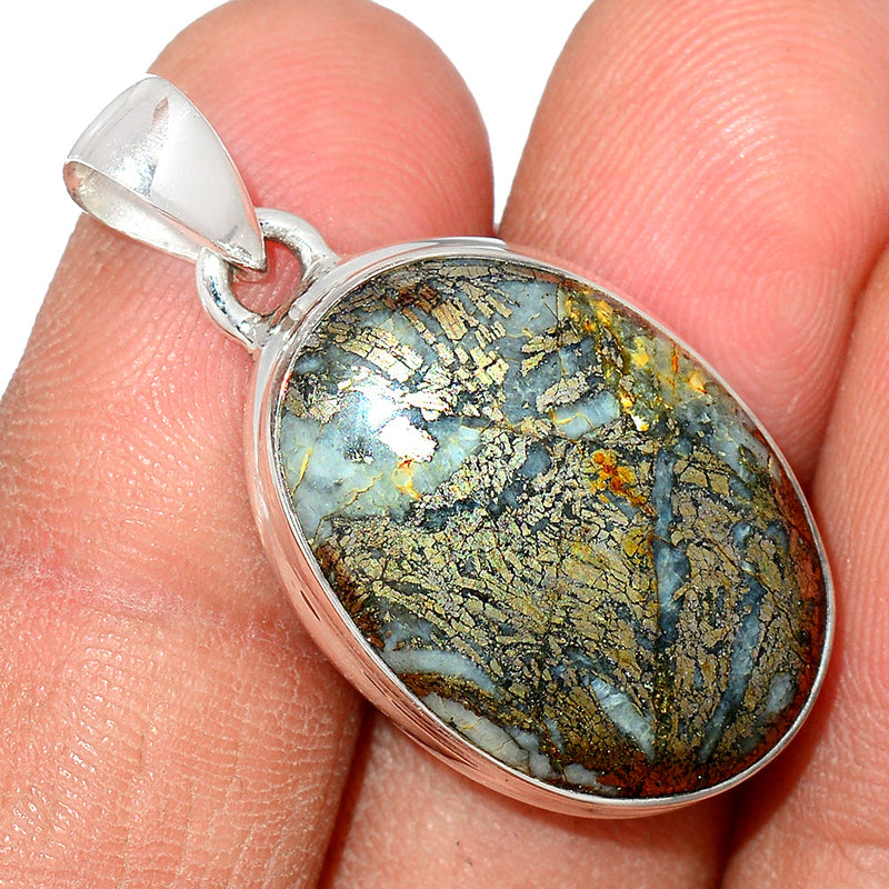 1.3" Feather Pyrite Pendants - FPTP178