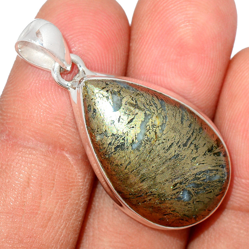 1.5" Feather Pyrite Pendants - FPTP179
