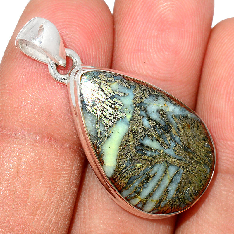 1.5" Feather Pyrite Pendants - FPTP180