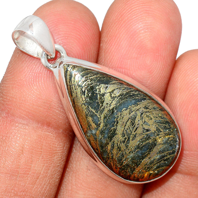 1.6" Feather Pyrite Pendants - FPTP181