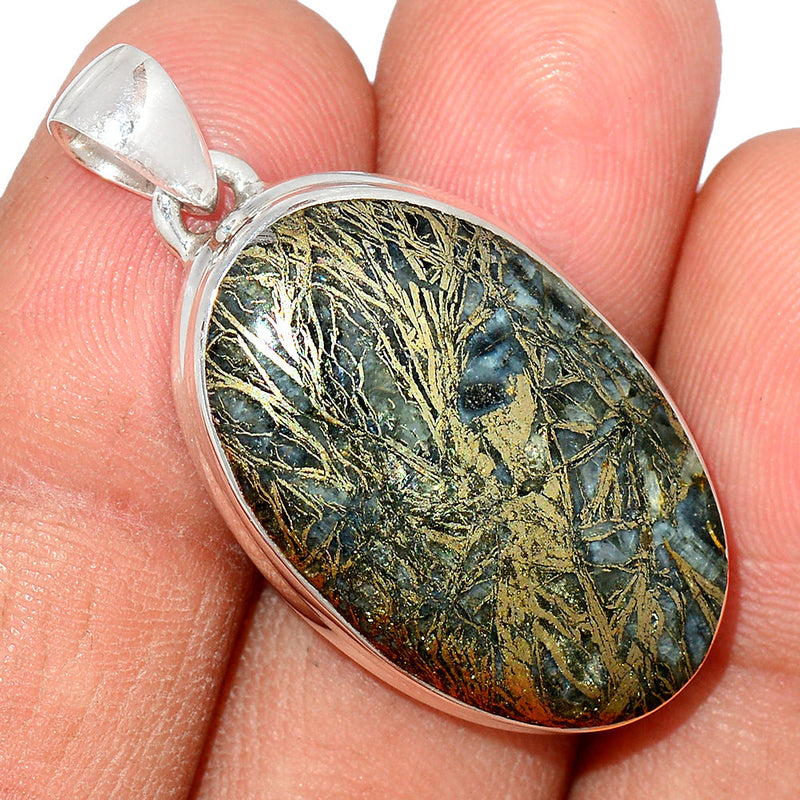 1.5" Feather Pyrite Pendants - FPTP183