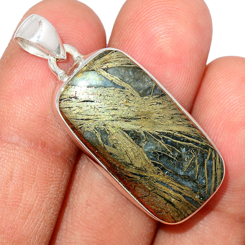 1.5" Feather Pyrite Pendants - FPTP184