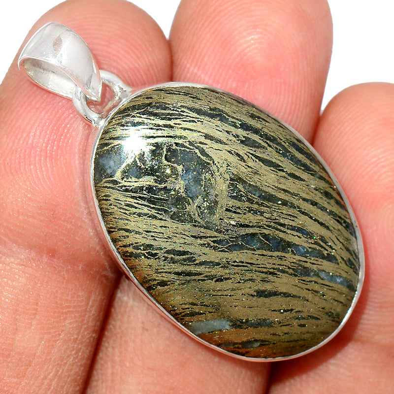 1.5" Feather Pyrite Pendants - FPTP189
