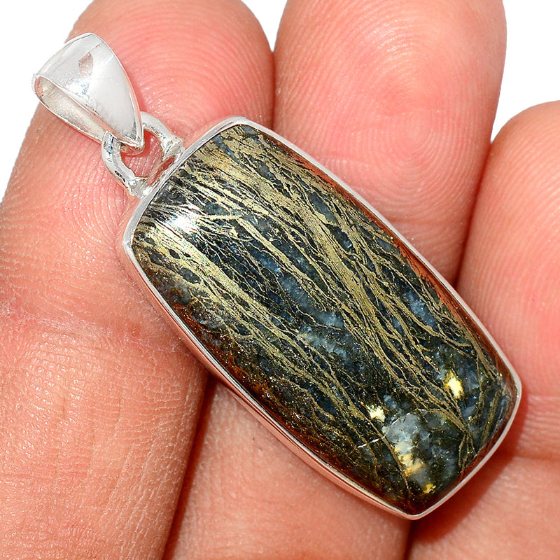 1.6" Feather Pyrite Pendants - FPTP191