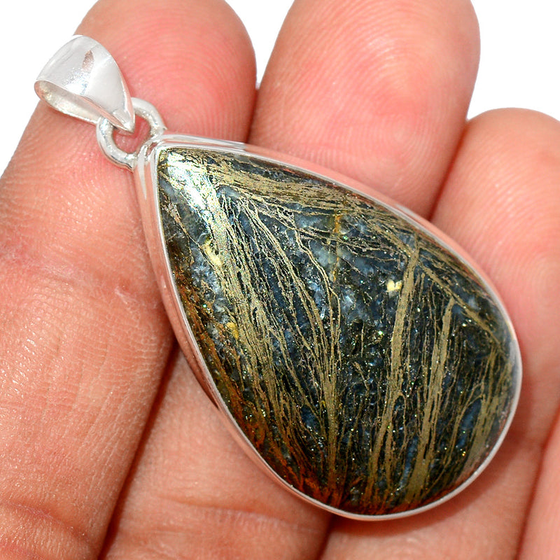 1.8" Feather Pyrite Pendants - FPTP195