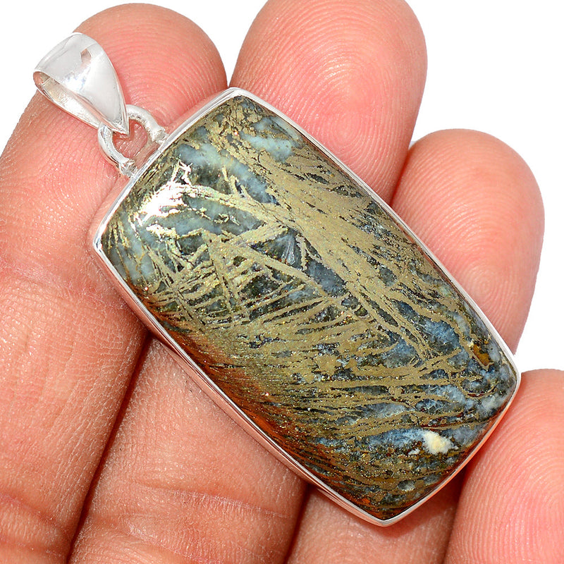 1.8" Feather Pyrite Pendants - FPTP200