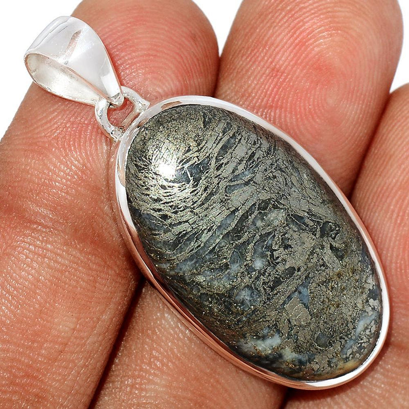 1.6" Feather Pyrite Pendants - FPTP34