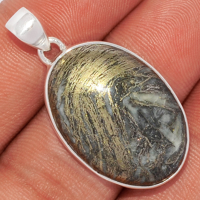 1.5" Feather Pyrite Pendants - FPTP37