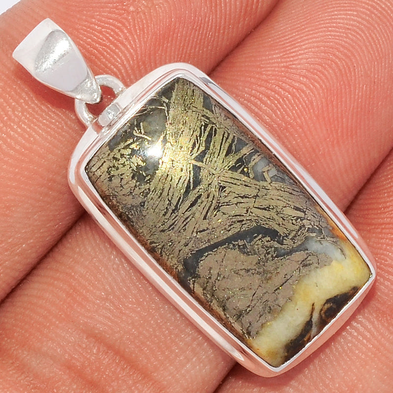 1.5" Feather Pyrite Pendants - FPTP38