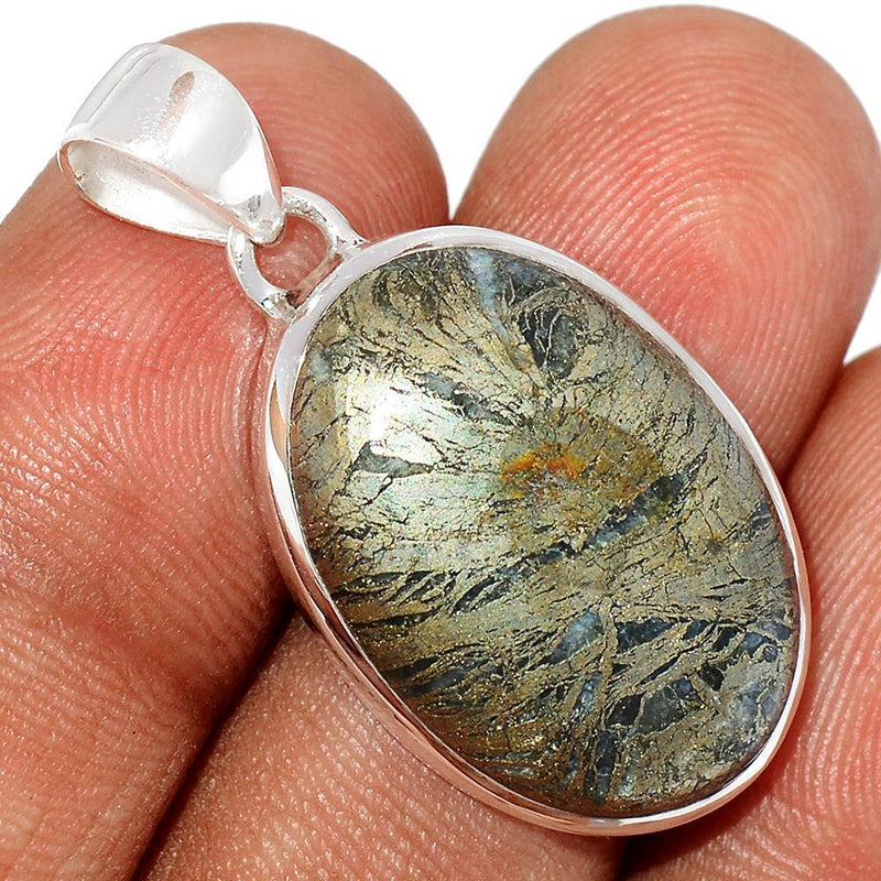 1.3" Feather Pyrite Pendants - FPTP3