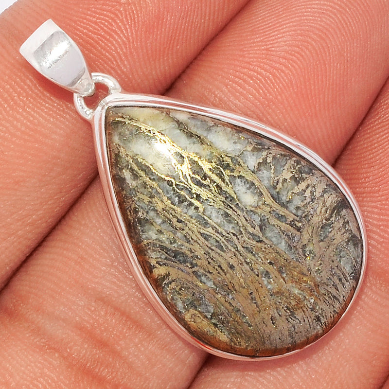 1.5" Feather Pyrite Pendants - FPTP43