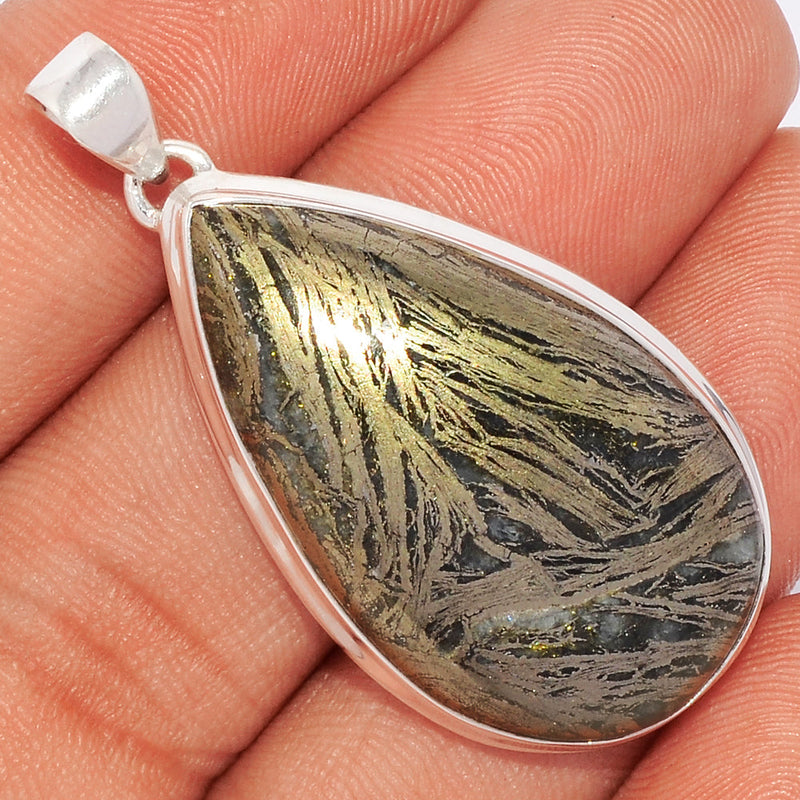 1.7" Feather Pyrite Pendants - FPTP50