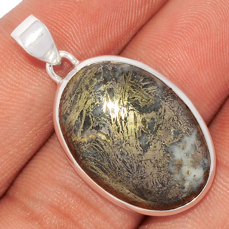 1.5" Feather Pyrite Pendants - FPTP52