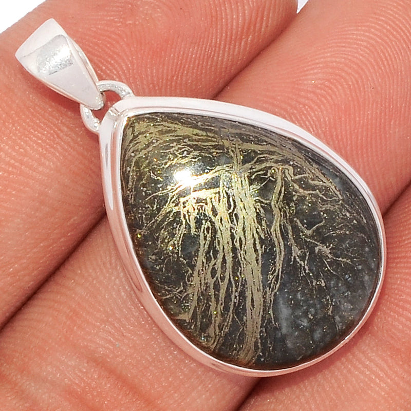 1.3" Feather Pyrite Pendants - FPTP60