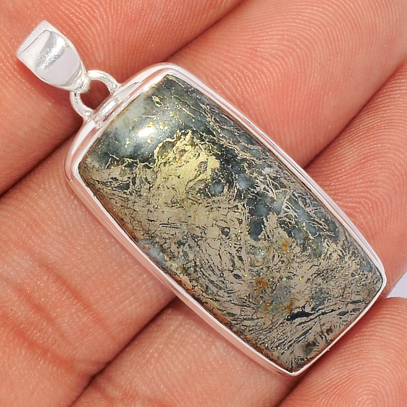 1.6" Feather Pyrite Pendants - FPTP67