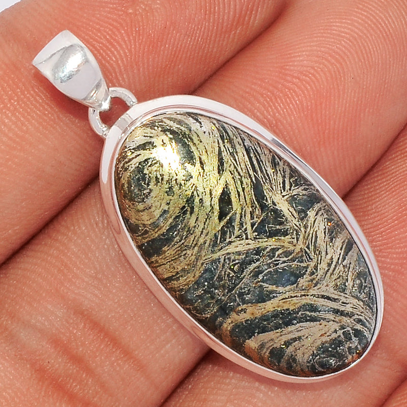 1.6" Feather Pyrite Pendants - FPTP69
