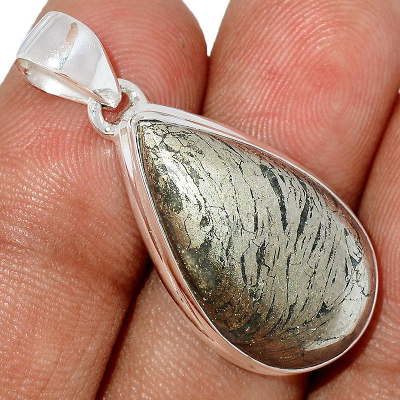 1.3" Feather Pyrite Pendants - FPTP6