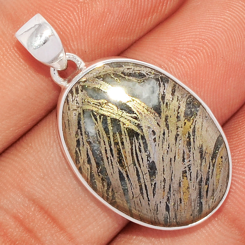 1.5" Feather Pyrite Pendants - FPTP70