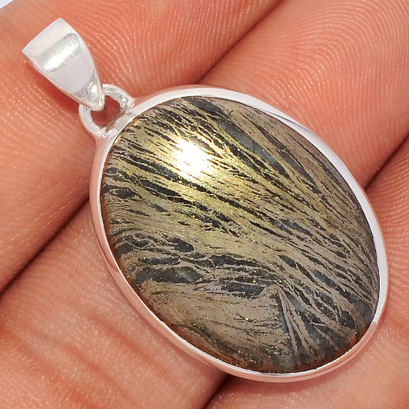 1.5" Feather Pyrite Pendants - FPTP73
