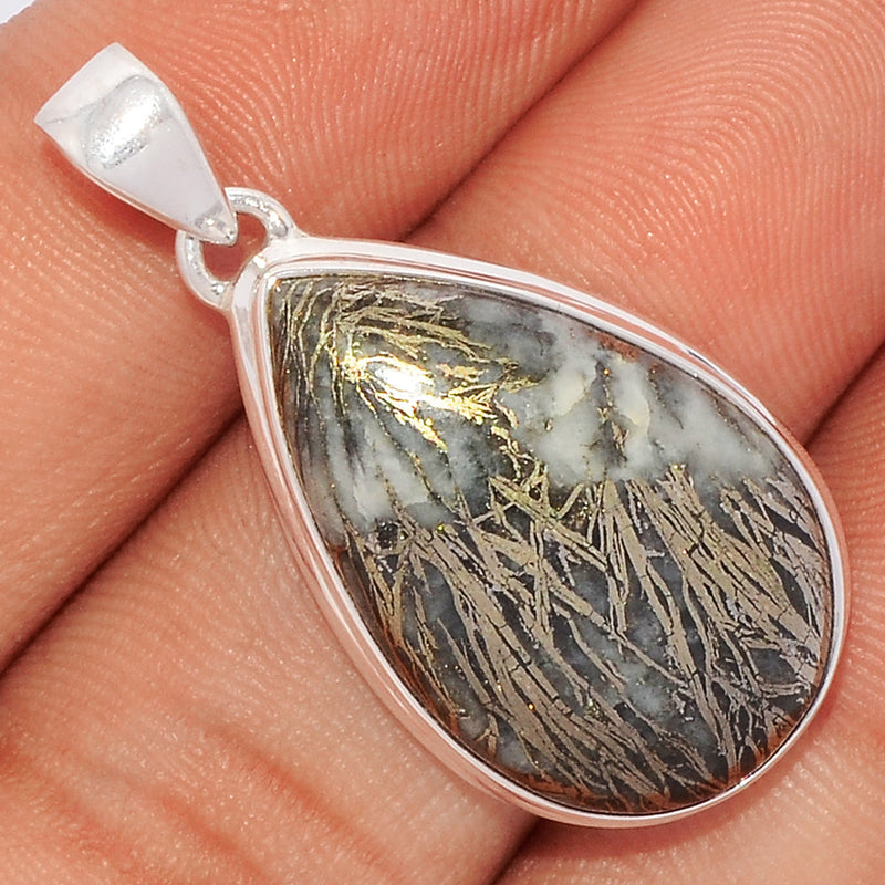 1.5" Feather Pyrite Pendants - FPTP74