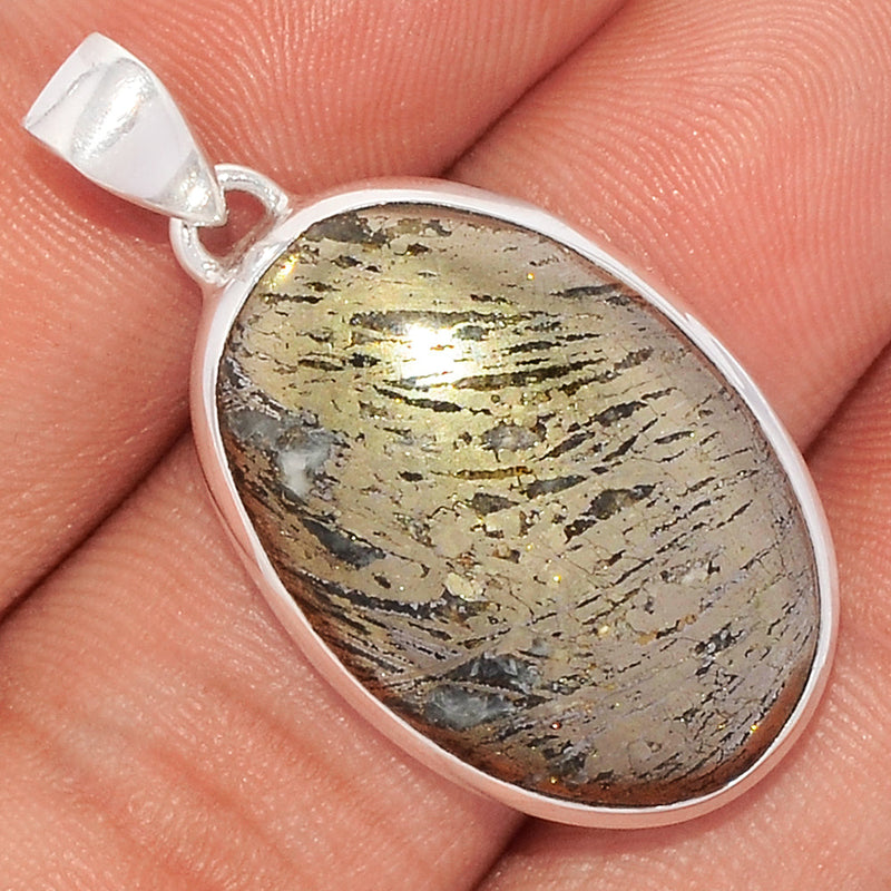 1.5" Feather Pyrite Pendants - FPTP75