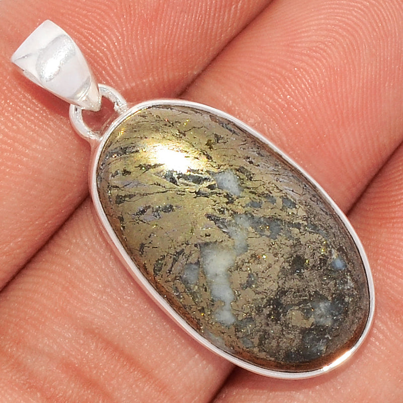 1.5" Feather Pyrite Pendants - FPTP76
